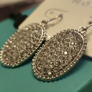 Clear Rhinestone Oval French Hook Earrings